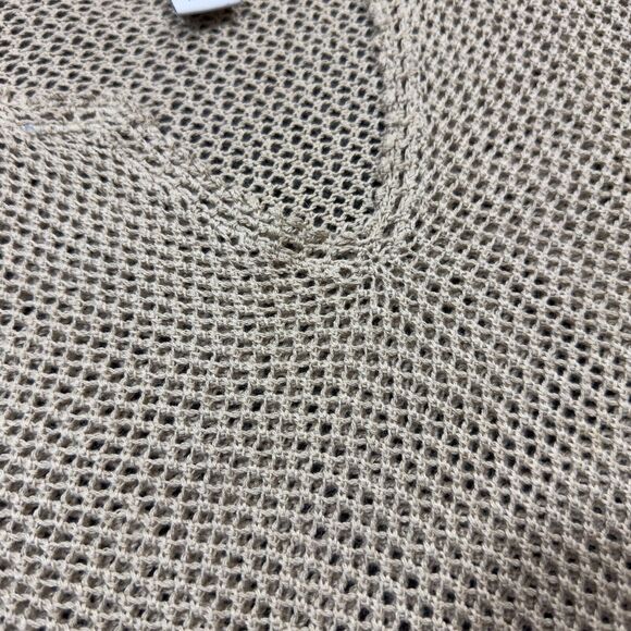 Avenue Sweater Womens Size 18/20 Beige Open Knit Split Neck Boho Pullover - Picture 3 of 7